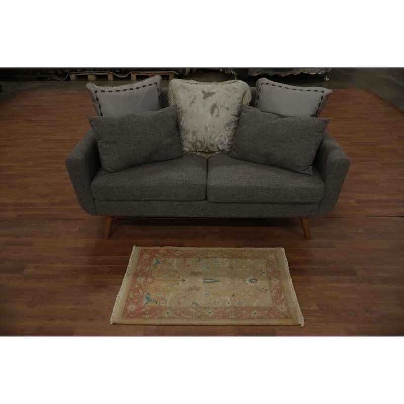 Hand Knotted Oriental 100% Wool Carpet Traditional All-Over Brown Ziegler Area Rug - 3' 1'' X 1' 11''