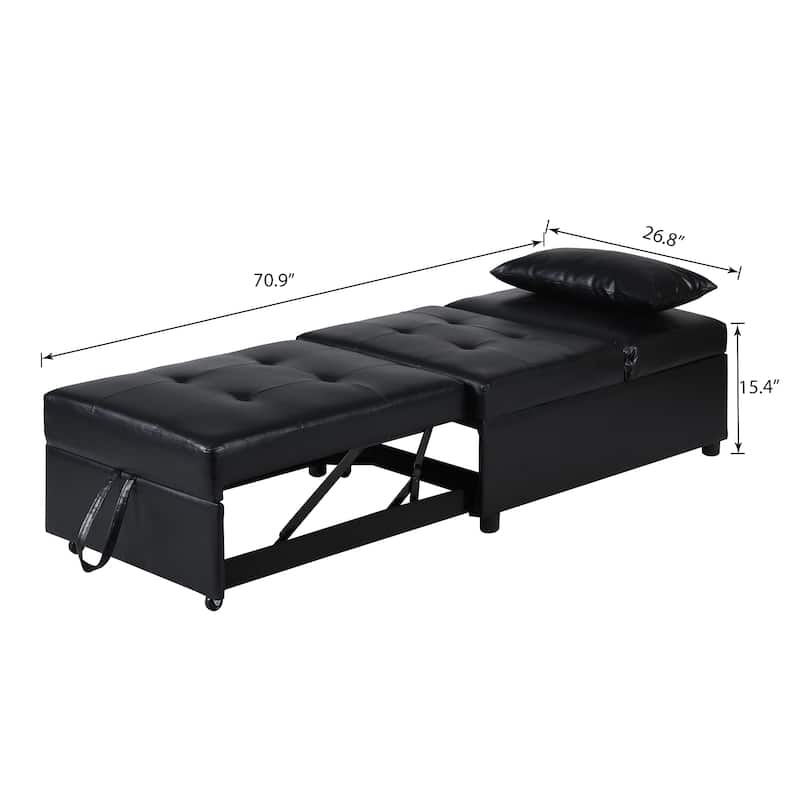 Multi-Functional Folding Ottoman Sofa Bed with Converts to Lounge Chair and Single Bed (264lb Capacity)
