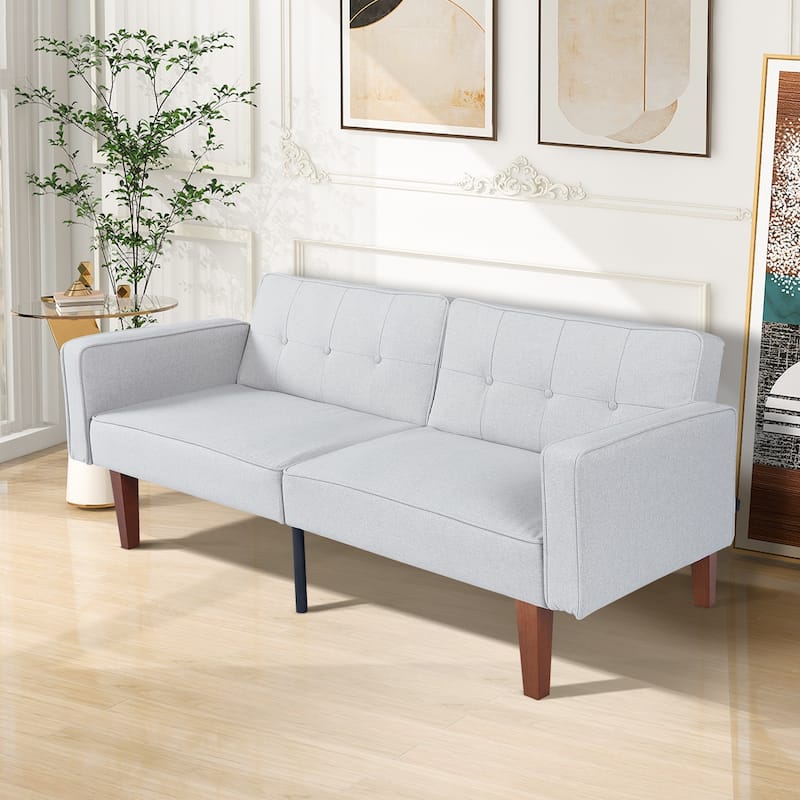 Futon Sofa Bed Memory Foam Couch Sleeper Daybed Foldable Convertible Loveseat - Grey