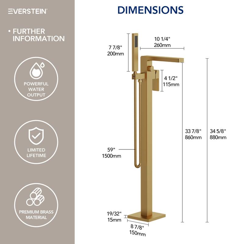 Floor Mount Freestanding Tub Filler with Handshower,Single Handle Bathtub Faucet