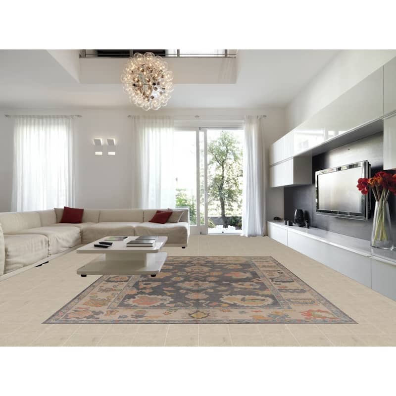 Hand Knotted Oriental 100% Wool Carpet Transitional All-Over Greys & Charcoal Oushak Area Rug - 13' 9'' X 10' 0''