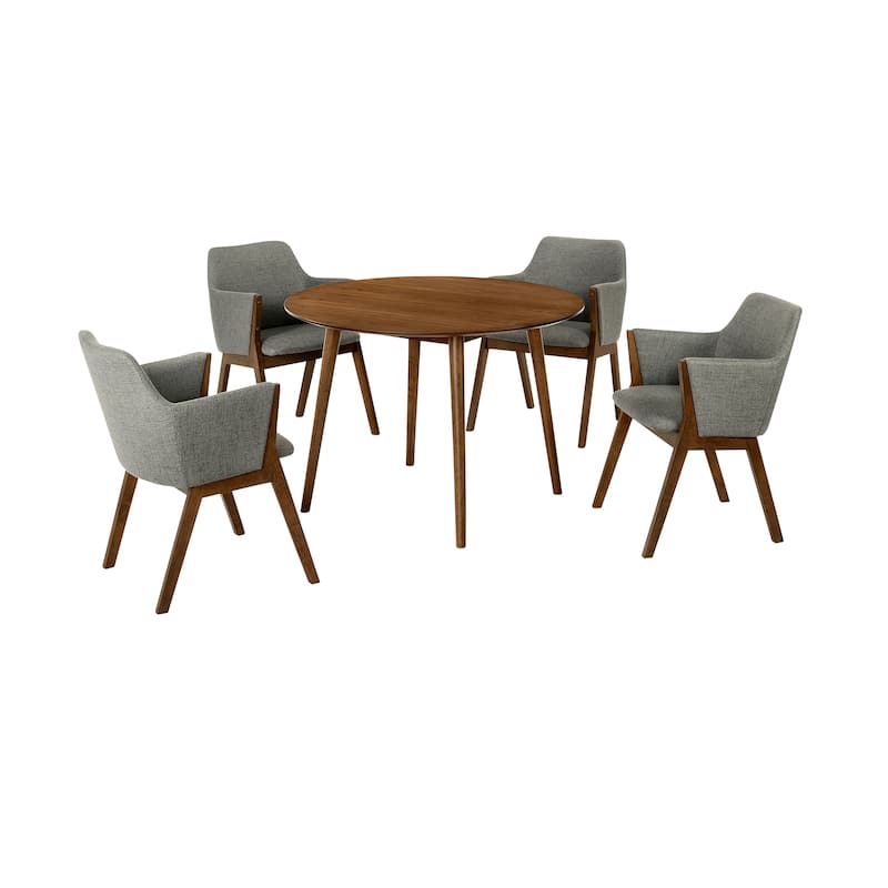 Arcadia and Renzo 42" Round Wood 5 Piece Dining Set