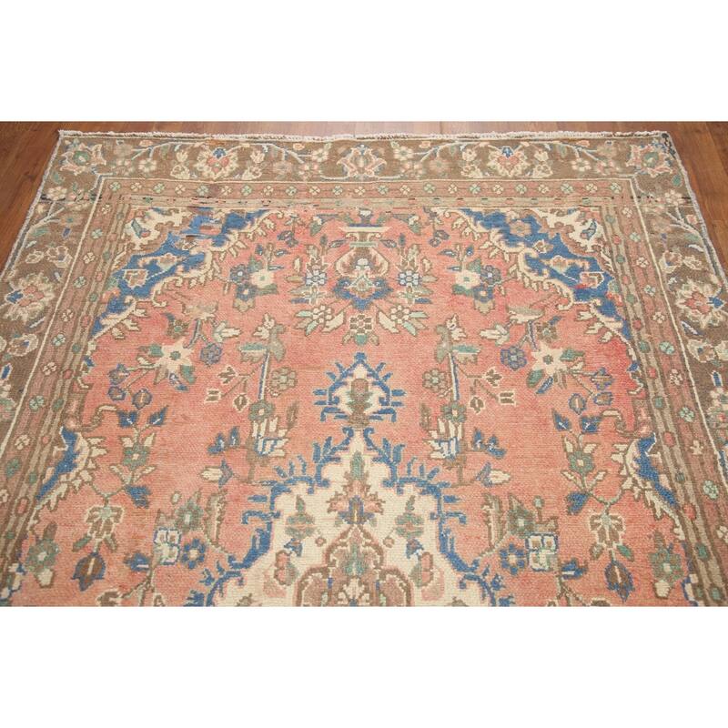 Hand Knotted Oriental 100% Wool Carpet Traditional Floral Pink Hamedan Area Rug - 8' 8'' X 5' 6''