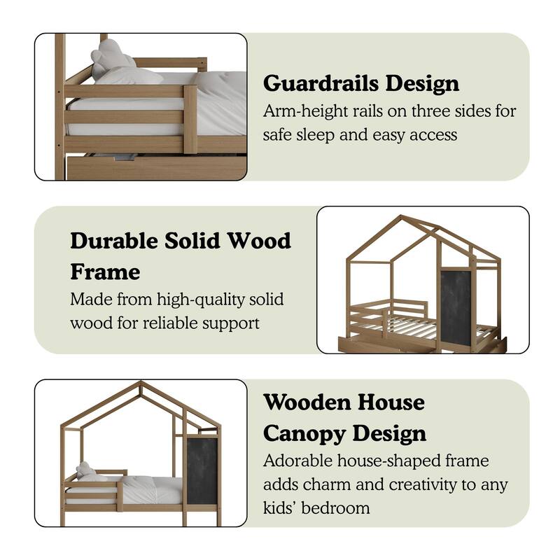 CraftPorch Mid-Century Wooden Canopy Bed