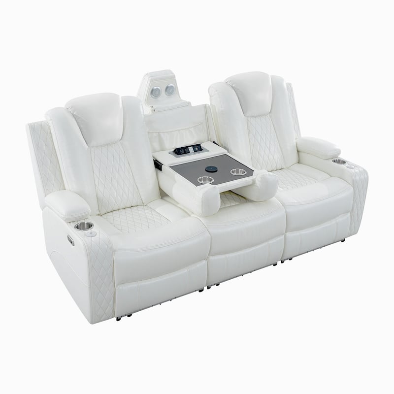 Premium Air Leather Home Theater Loveseat with LED Lights, Recliner with Built-in Speakers & Wireless Charging