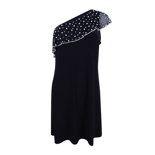 Black One Shoulder Shift Dress