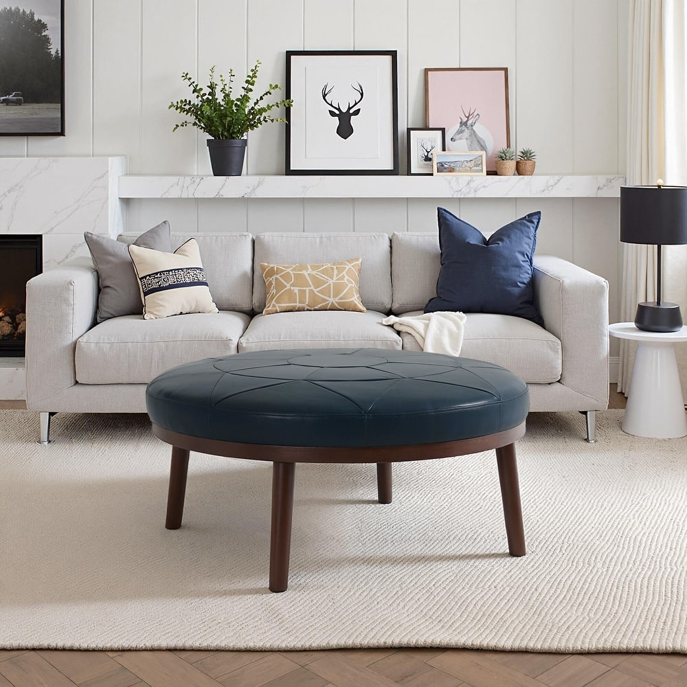 Oversized Full-Grain Genuine Italian Leather Ottoman