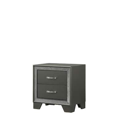 Contemporary 1pc Nightstand Sparkling Accent Bedside Storage Two Drawers Dark Brown Gray Finish