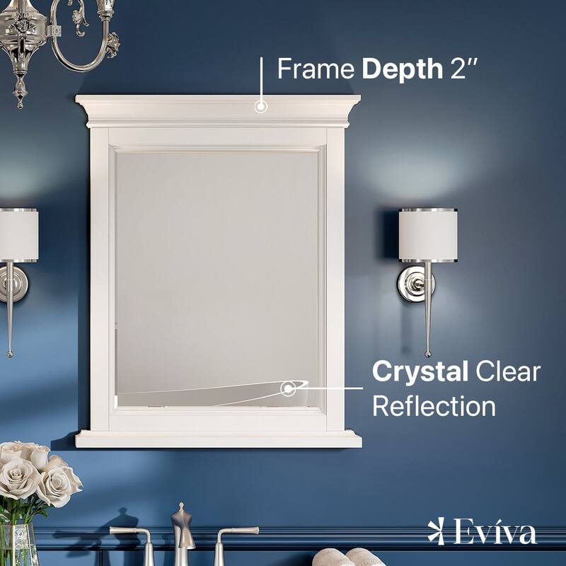 Eviva Britney 24" x 30" Rectangular White Wooden Framed Mirror