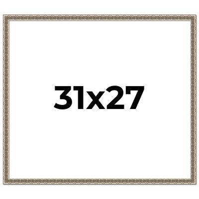 31x27 Frame Silver Versailles Ornate Solid Wood Picture Frame | 1 Inch