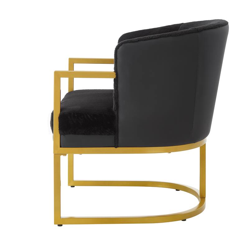 Modern Accent Chair Cozy Armchair Upholstered Reading Chair with Gold Metal Frame Living Room, Bedroom, or Office