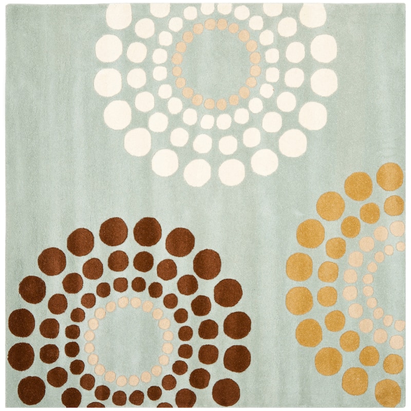 SAFAVIEH Handmade Soho Caroline Floral N.Z. Wool Rug - 6' Square - Blue/Multi