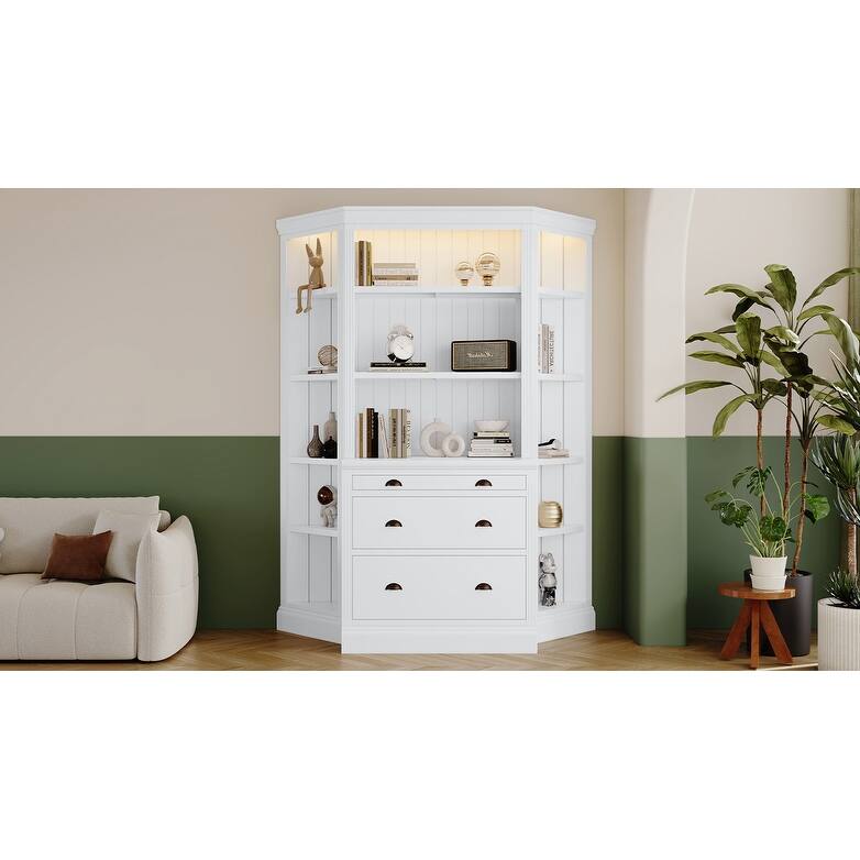 5-Tier Corner Shelf with Open Shelves