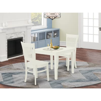 Linen White 3-Piece Wood Dining Set - Small Rectangular Table & 2 Modern Chairs
