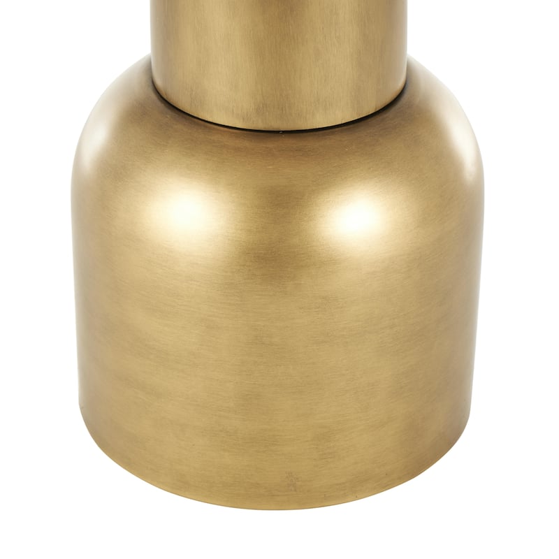 Metal Pedestal Accent Table with Cream Marble Tabletop - Gold - Roche River Decor