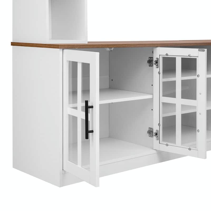 Modern 95.5" Wall Unit TV Stand for TVs up to 80" with Bookshelves, Cabinets, Glass Doors
