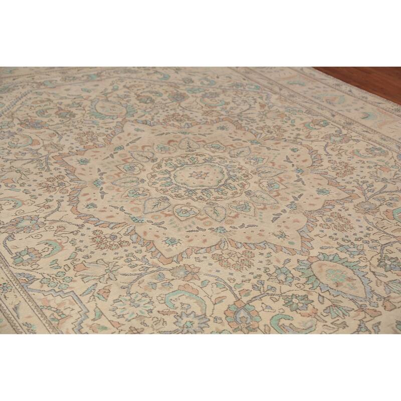 Medallion Tabriz Persian Area Rug Hand-Knotted Oriental Wool Carpet - 8'4"x 10'9"