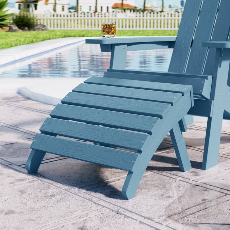 WINSOON 2-Piece All Weather HIPS Outdoor Folding Adirondack Chair with Ottoman