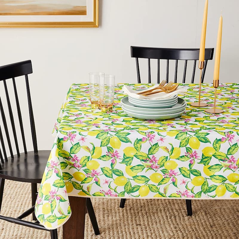 Violet Linen European Lemon Citrus Floral Pattern Tablecloths