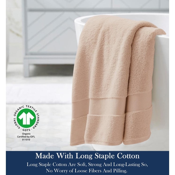 Delara Organic Cotton Luxuriously Plush Bath Towel, GOTS & OEKO-TEX Certified, 650 GSM Long Staple, Quick Dry & Ultra-Absorbent
