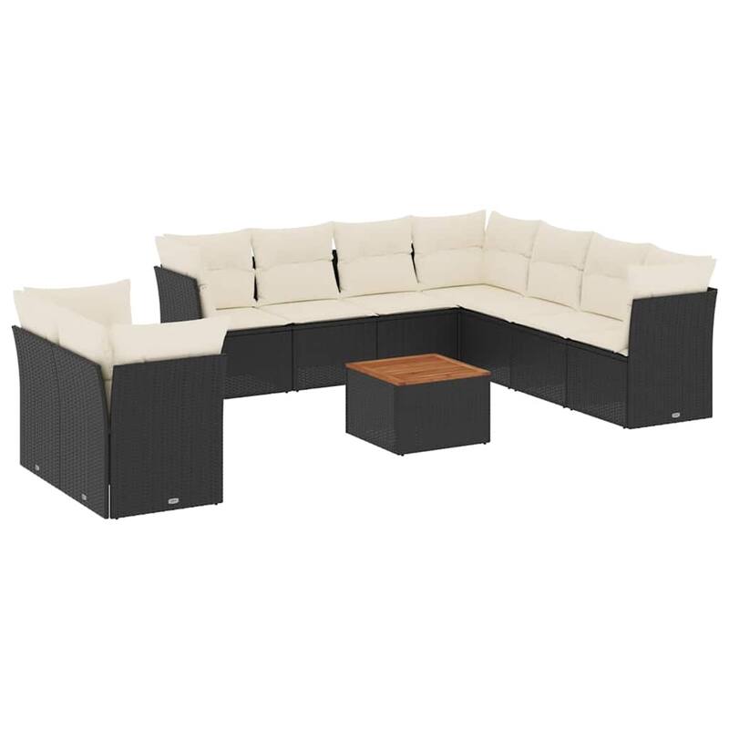 vidaXL Garden Sofa Set Black PE rattan Medium Modular Garden Sofa Set - 24.4 x 24.4 x 27.2