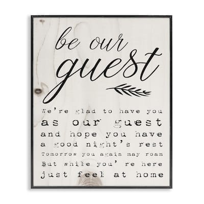 Stupell Collection Be Our Guest Poem Cursive, Framed Giclee, 16 x 1.5 x 20, Made in USA - Multi-color