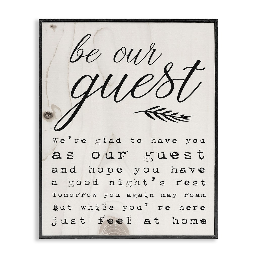 Stupell Collection Be Our Guest Poem Cursive, Framed Giclee, 16 x 1.5 x 20, Made in USA - Multi-color