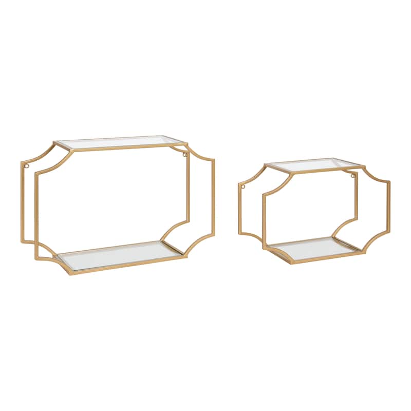 Kate and Laurel Ciel Scalloped Metal Wall Shelf (Set of 2) - 2 Piece 18 inch - Gold