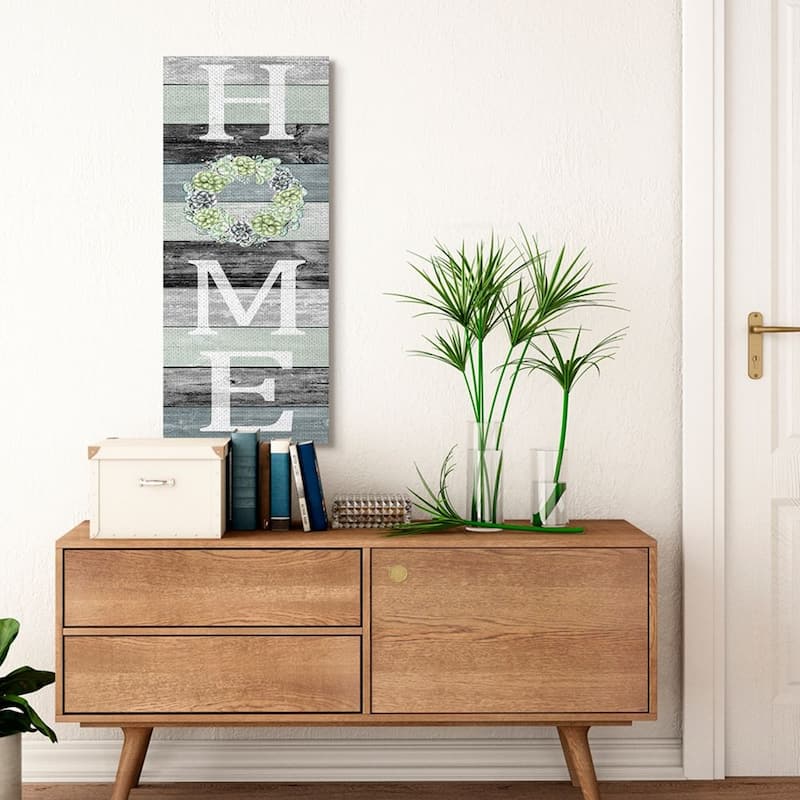 Stupell Succulent Wreath Welcome Home Sign Green Black Canvas Wall Art - Multi-Color