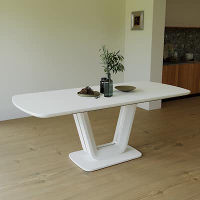 62.99-78.74" Natural Texture Expandable Dining Table with U-Shaped Legs Waterproof Office Table for Dining Room
