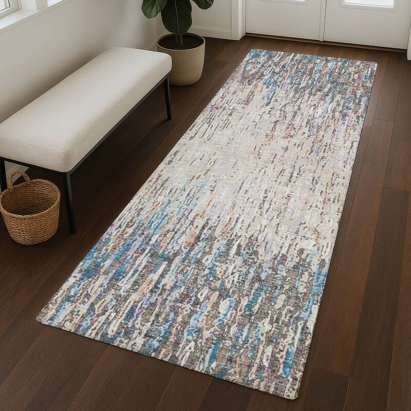 Machine Washable Indoor/ Outdoor Abstract Moxy Chantille Rug