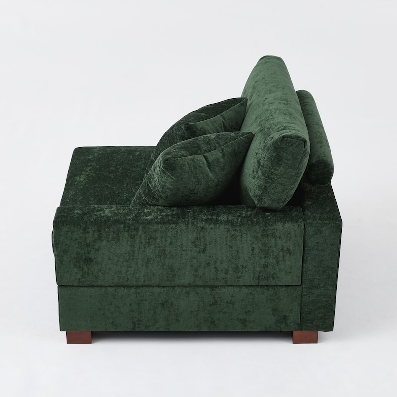 41" W Modern Chenille Corner Arm Accent Chair Sectional Module with Pillows