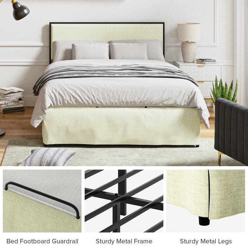 Oliver Modern Washable Slipcover Bed Upholstered Metal by HULALA HOME