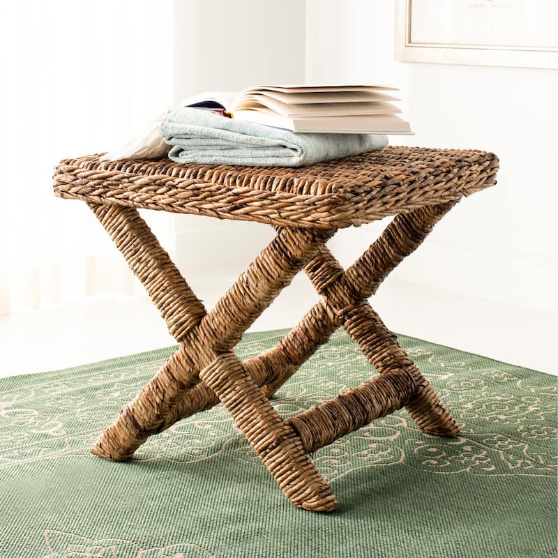 SAFAVIEH Suzette Natural Wicker x-Bench - 22" x 22" x 19.5" - 22Wx22Dx20H