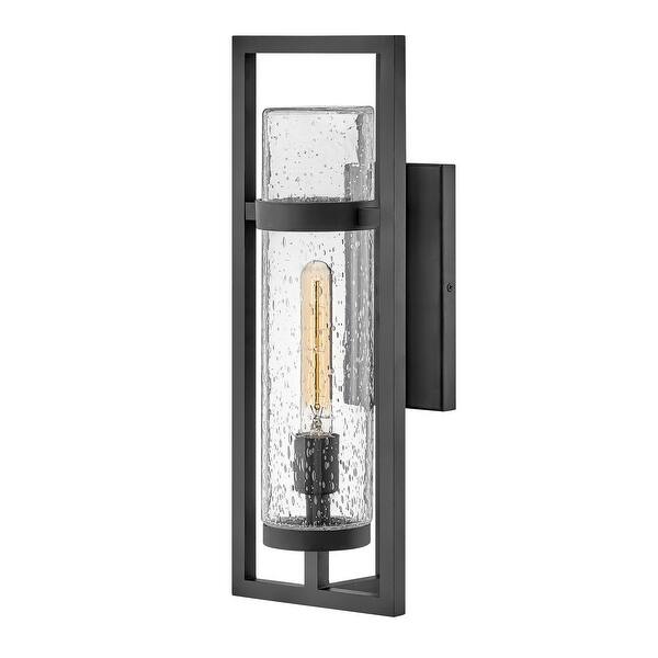 slide 2 of 2, Hinkley Cordillera Collection One Light Outdoor Medium Wall Mount Lantern, Black