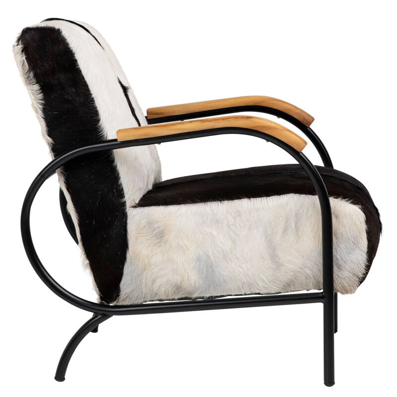 Ethan Genuine Goat Hide Upholstered Occasional Chair, Black/White