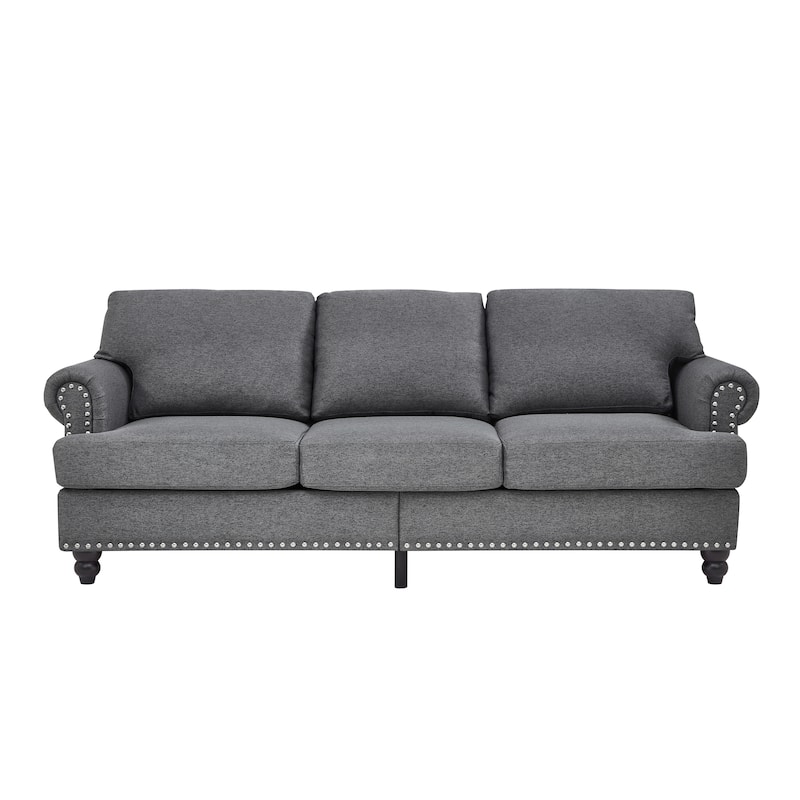Roomfitters 83" Modern Classic Three-Seater Sofa with Nailhead Trim, Upholstered Fabric Couch for Living Room