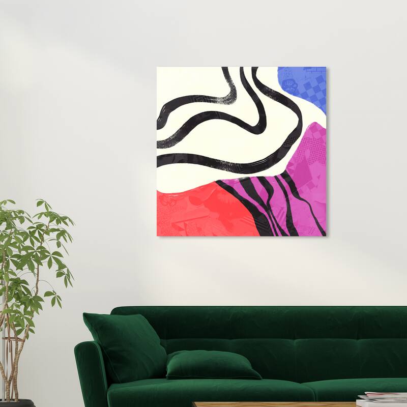 Wynwood Studio Canvas Abstract Purplish Quadrant Red Modern & Contemporary Wall Art Canvas Print - 30 x 30