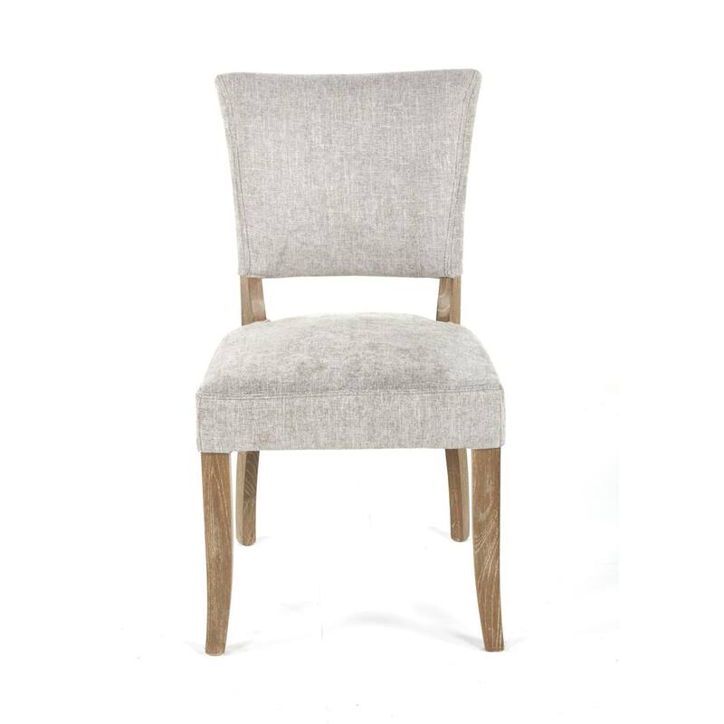 Ryna Dining Side Chair Set of 2, Gray, Washed Oak Brown Solid Wood