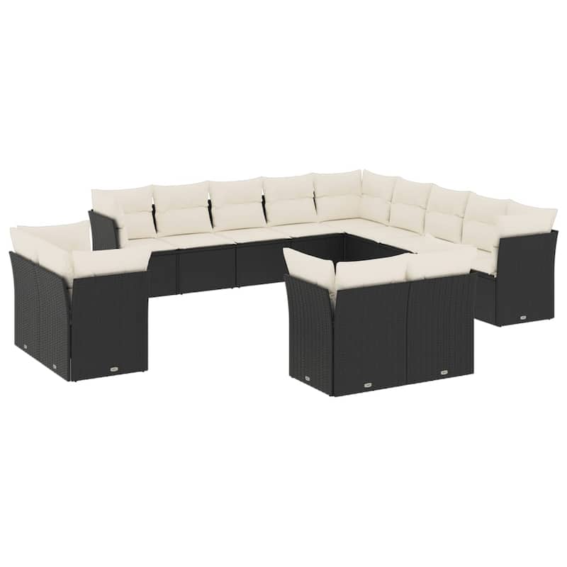 vidaXL Garden Sofa Set Black, Cream White - 24.4 x 24.4 x 27.2