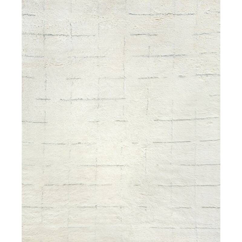EXQUISITE RUGS Moroccan Hand-knotted New Zealand Wool Ivory/Grey Area Rug.