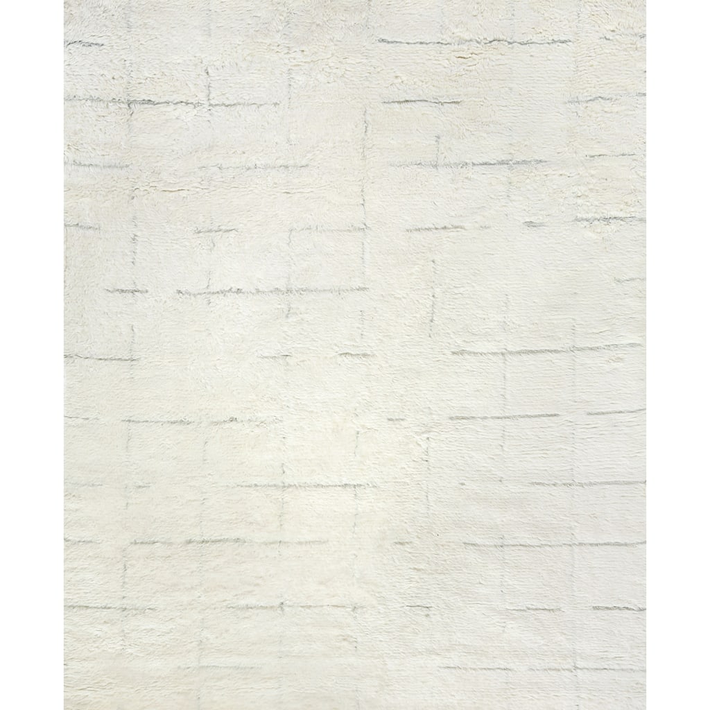 EXQUISITE RUGS Moroccan Hand-knotted New Zealand Wool Ivory/Grey Area Rug.