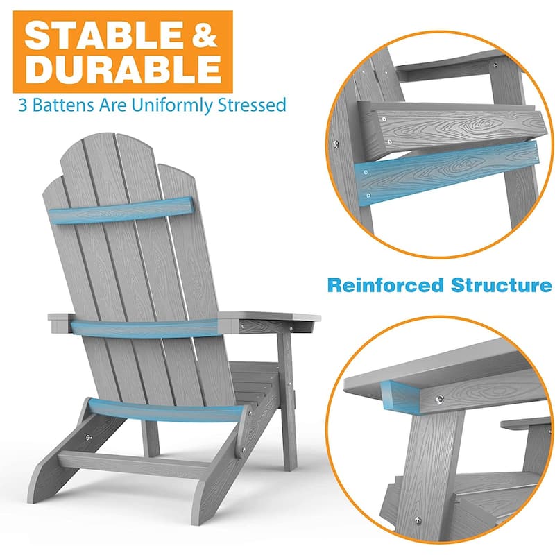 WINSOON All Weather HIPS Outdoor Folding Adirondack Chairs Outdoor Chairs Set of 4