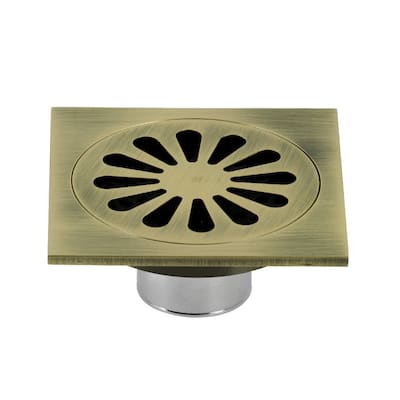 Kingston Brass Watercourse Sunburst 4" Square Grid Shower Drain