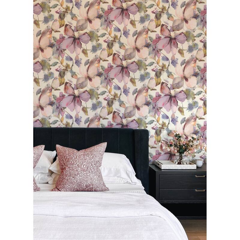 A-Street Prints Liliana Plum Floral Wallpaper