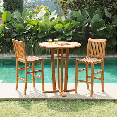 Cambridge Casual Chara Teak 3-piece Outdoor Bar-height Bistro Set