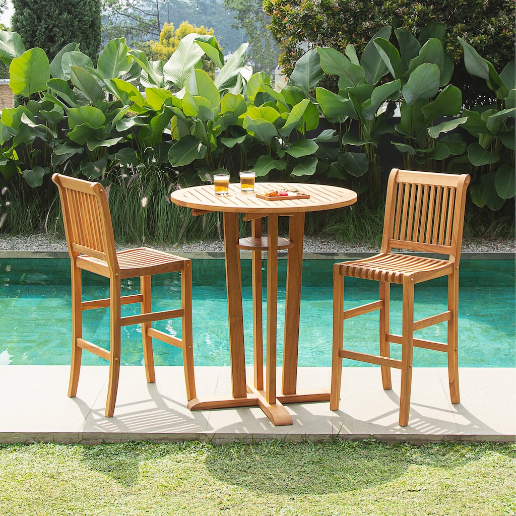 Cambridge Casual Chara Teak 3-piece Outdoor Bar-height Bistro Set