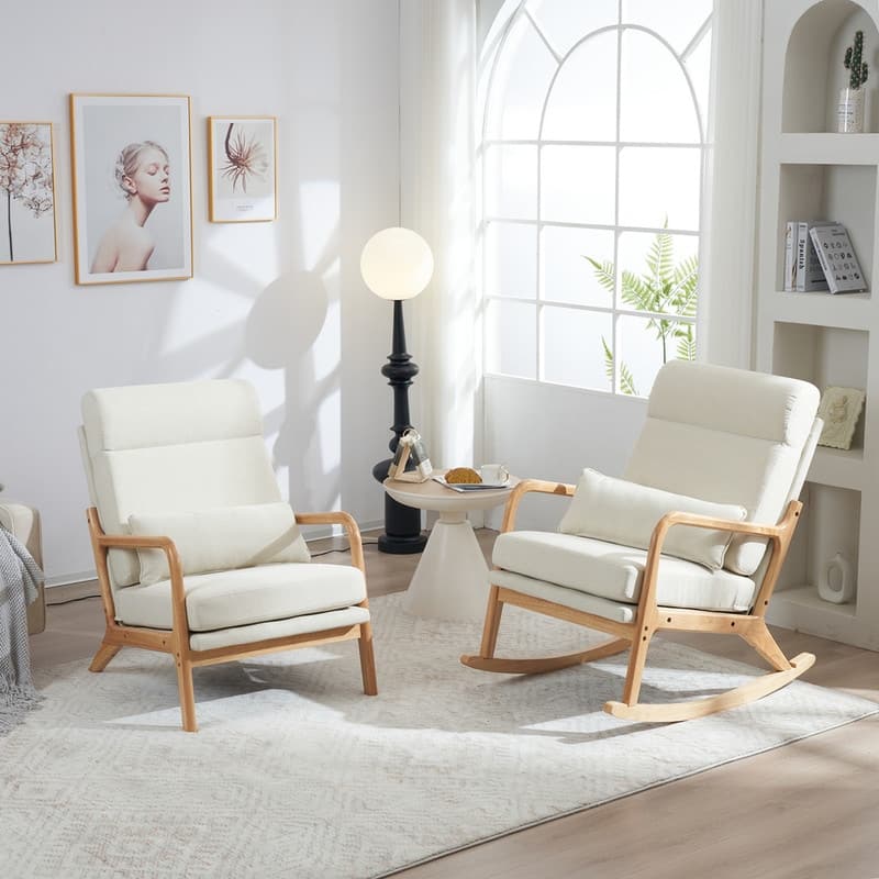 39.37'' W High-Back Dual-Use Upholstered Rocking Chair/Accent Chair