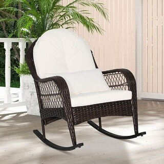 White wicker rocking shop chair