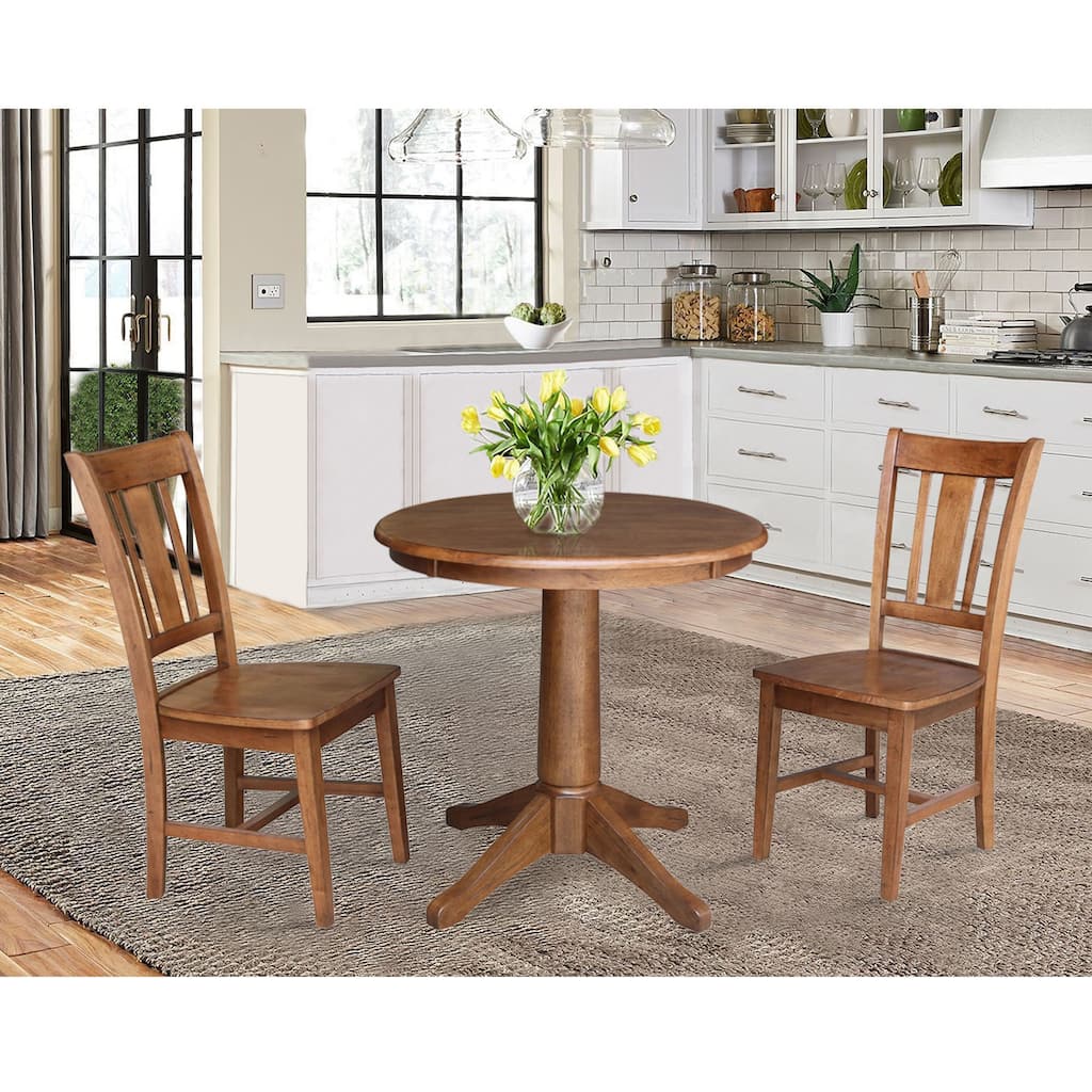 30" Round Top Pedestal Table with 2 San Remo Chairs - 3 Piece Set